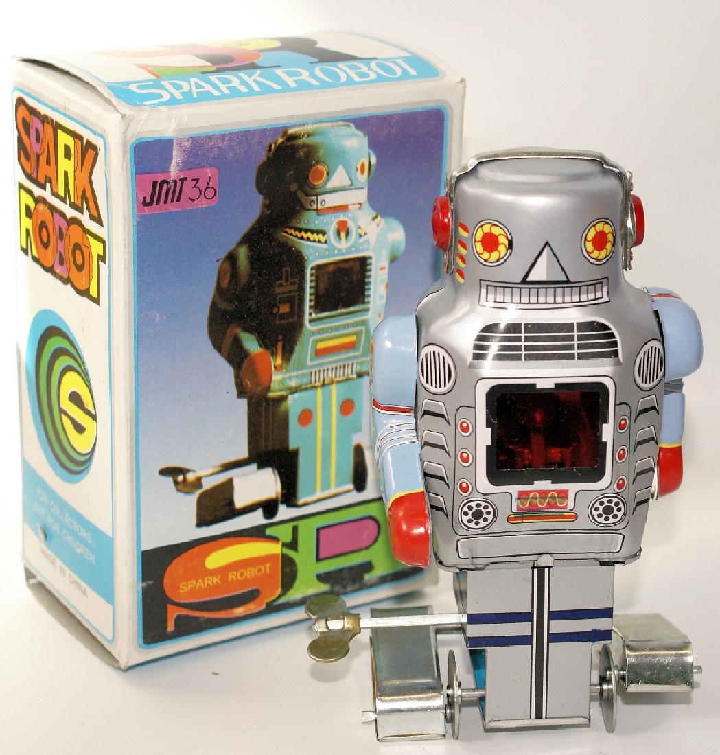 Tin Windup SPARK ROBOT Space Toy JMT36, mint in (1 of 1)