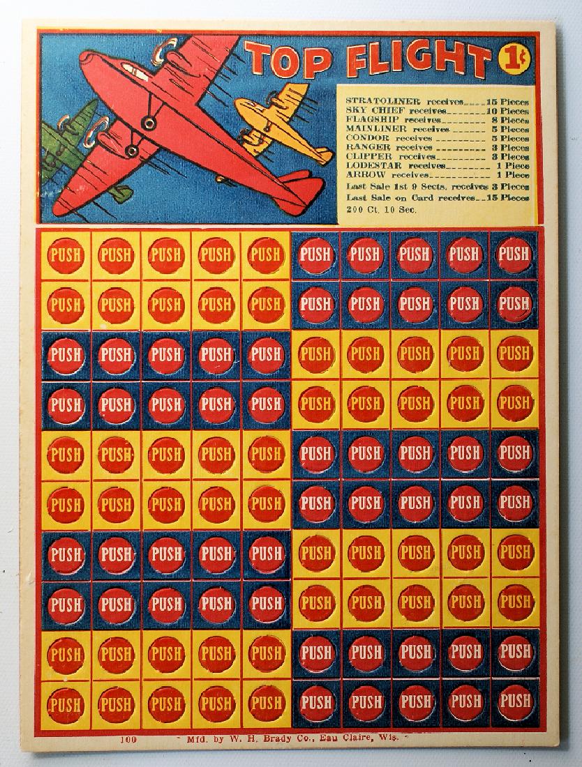 1 Cent Penny Punch Card Game "TOP FLIGHT" by W.H. Brady (1 of 1)
