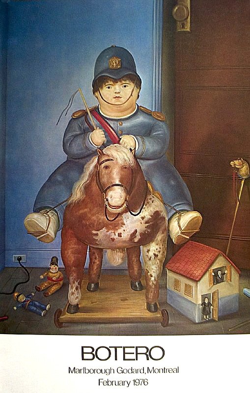 Botero, Fernando:" Boy on Horse" 1976 marlborough: Botero, Fernando Boy on Horse marlborough godard montreal 1976 Litho-offset total over size 45 x 29.5 inches Image Size: