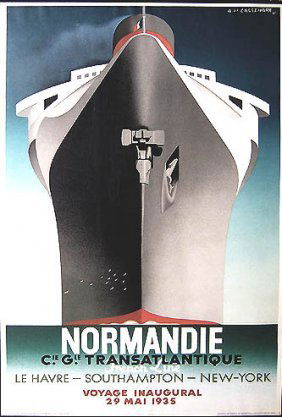 CASSANDRE NORMANDIE 1st Repro Lithgraph 1979: CASSANDRE NORMANDIE This normandie whichrn This is the first edition[1979]!!! CASSANDRE T H E " N O R M A N D I E" [ 1st litho repro poster 1979]. THE MOST BEAUTIFUL CRUISE SHIP POSTER EVER MADE BY AN