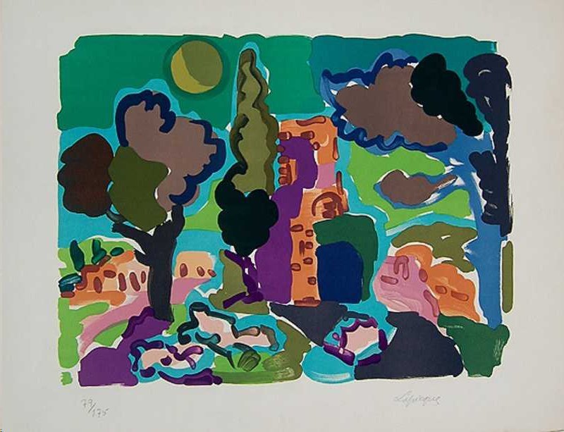 Charles LAPICQUE (1898-1988) PAYSAGE lithgraph signed: Charles LAPICQUE (1898-1988) Title: PAYSAGE Size: 26.x 19.lnch --Charles Lapicque was born on October 6, 1898 in Theizé, Lapicque lived in Paris. During the First World War, he fought in the artiller