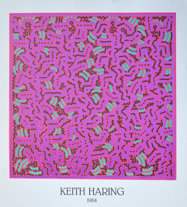 Haring, Keith Untitled Offset Lithograph .: Haring, Keith Untitled Offset LithographPaper Size: 27.5 x 27.5 inchesImage Size: 23 x 23.25 inches