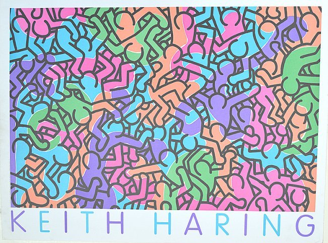Haring, Keith Untitled (People Love Peace) Offset Lith: Haring, Keith Untitled (People Love Peace) Offset LithographYear: 1985 Size: 27 x 36.25 inches