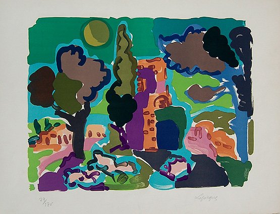 Charles LAPICQUE (1898-1988) PAYSAGE lithgraph signed: Charles LAPICQUE (1898-1988) Title: PAYSAGE Size: 26.x 19.lnch --Charles Lapicque was born on October 6, 1898 in TheizÃƒÂ©, Lapicque lived in Paris. During the First World War, he fought in the ar