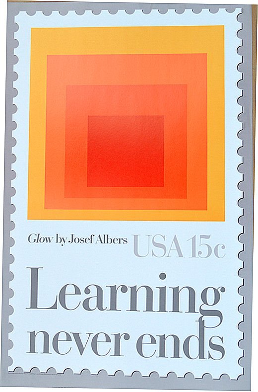 Josef Albers "Glow" lerning never ends 1980: Josef Albers "Glow" lerning never ends full paper size 34.5 X 22. -(C) 1980 The US. Postal Service. Published by Postage Press/Potomac Press.