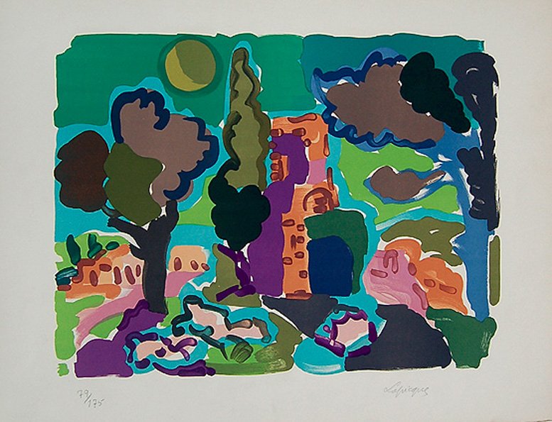 Charles LAPICQUE (1898-1988) PAYSAGE lithgraph signed: Charles LAPICQUE (1898-1988) Title: PAYSAGE Size: 26.x 19.lnch --Charles Lapicque was born on October 6, 1898 in TheizÃƒÂ©, Lapicque lived in Paris. During the First World War, he fought in the ar