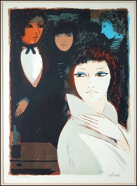 CHARLES LEVIER (FRENCH1920-2003) NIGHT LIFE. Lithograph: CHARLES LEVIER (FRENCH, 1920-2003) NIGHT LIFE. Lithograph, edition 29/200. Pencil numbered LL and signed LR Sight: 22.5" x 16.5" MATTED AND 22 X 29 METAL FRAME[$ ?]selles on ebay around $400 unframed