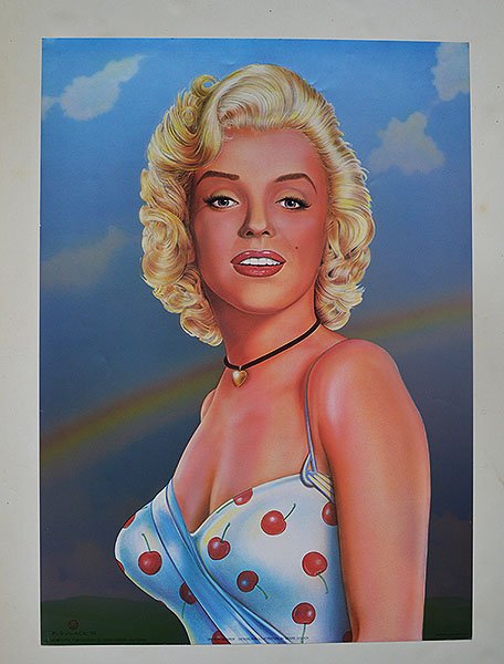 MARILYN MONROE POSTER BLEU DRESS VINTAGE 1980S (1 of 1)