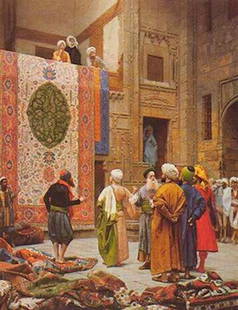 Jean-Leon gerome - "The Carpet Market": Jean-Leon gerome - "The Carpet Market", 34 x 27, very good condition