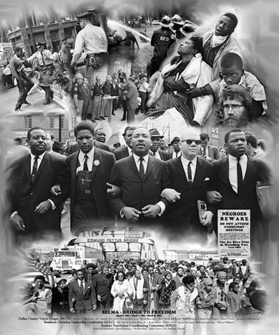 Wishum Gregory - "Selma: Bridge to Freedom": Wishum Gregory - "Selma: Bridge to Freedom", 24 x 20, very good condition