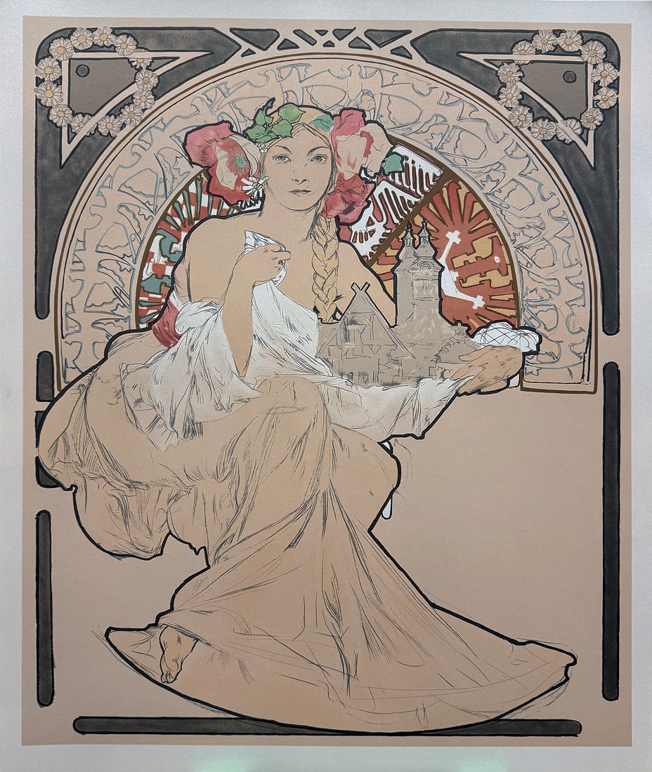 Alphonse Mucha - "Woman with Cathedral": Alphonse Mucha - "Woman with Cathedral". Lithograph. 27 x 21. Excellent condition