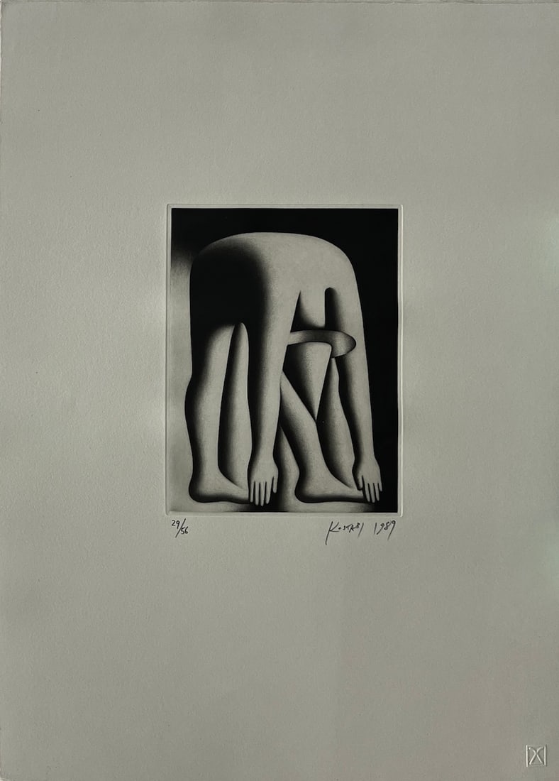 Mark Kostabi - "Body By Jake": Mark Kostabi - "Body By Jake". Body By Jake, 1989" by Mark Kostabi, 1990 Signed Etching. Paper size is 21 x 15 inches, with an image size of 8.5 x 6 inches. The Etching is from an edition size of 56 a