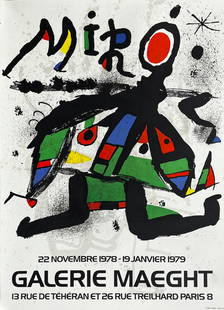 Joan Miro - Exhibition Lithograph Poster: Joan Miro - Exhibition Lithograph Poster. 21 x 30. Very good condition (2 available)