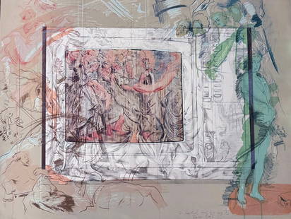 Rainer Gross - "Television Baroque II": Rainer Gross - "Television Baroque II". Hand-Signed Lithograph, with inscription "For Michel and his big B."37 x 26. Excellent condition