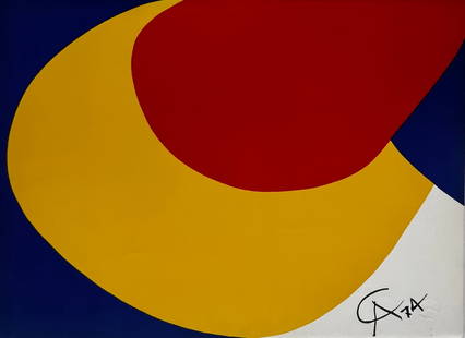 Alexander Calder - "Convection Flying Colors (original lithograph): Alexander Calder - "Convection Flying Colors (original lithograph), Plate Signed and stamped, 26 x 20. Very small stained on the bottom right corner of print (see pic), Otherwise the print is in great
