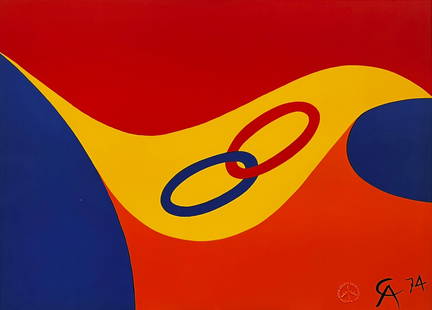 Alexander Calder - "Friendship"  (original lithograph): Alexander Calder - "Friendship" (original lithograph), Plate Signed and Stamped, 26 x 20, there are small stains around the bottom area of the print (see pic), good condition