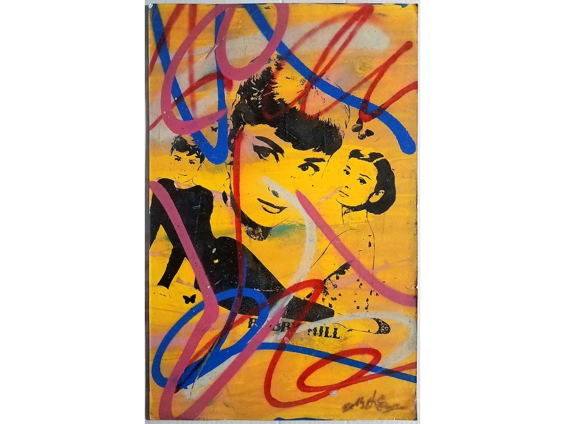 Bobby Kareem Hill Audrey Hepburn I Original Art Mixed Media Screenprint (1 of 3)