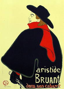 Henri de Toulouse Lautrec - "Aristide Braunt": Henri de Toulouse Lautrec - "Aristide Braunt". Lithograph on Arches ed. 2000, Authenticated & authorized by the Musée Toulouse-Lautrec in Albi, France, 38.75 x 27.5 (inches), very good condition