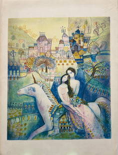 Heshi Yu - "The Unicorn": Heshi Yu - "The Unicorn". 1970. Some staining along the edges (see pics.) Excellent condition. 22 x 30