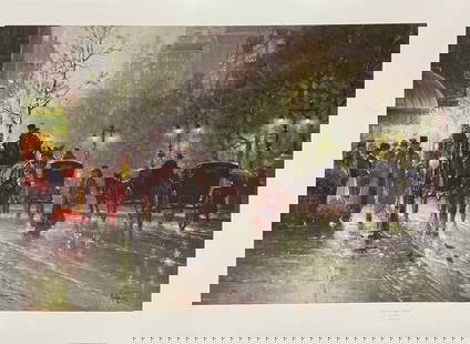 G. Harvey - "Cabbies on Fifth Avenue": G. Harvey - "Cabbies on Fifth Avenue". Artist Signed Limited Edition Lithograph. 1997. Comes with a Certificate of Authenticity. 34 x 24. Excellent condition