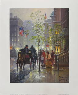 G. Harvey - "Along Park Avenue": G. Harvey - "Along Park Avenue". Artist Signed Limited Edition Lithograph. 2000. Comes with a Certificate of Authenticity. 12 x 15. Excellent Condition