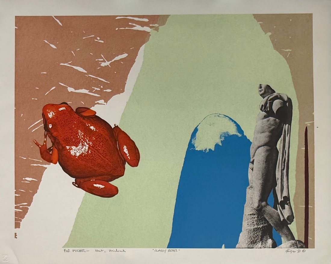 Michael Knigin - "Classy Rebel": Michael Knigin - "Classy Rebel". Unframed Lithograph. Hand Signed by the Artist. 1981. With inscription "For Michel - best, Michael." Excellent condition. 28 x 22