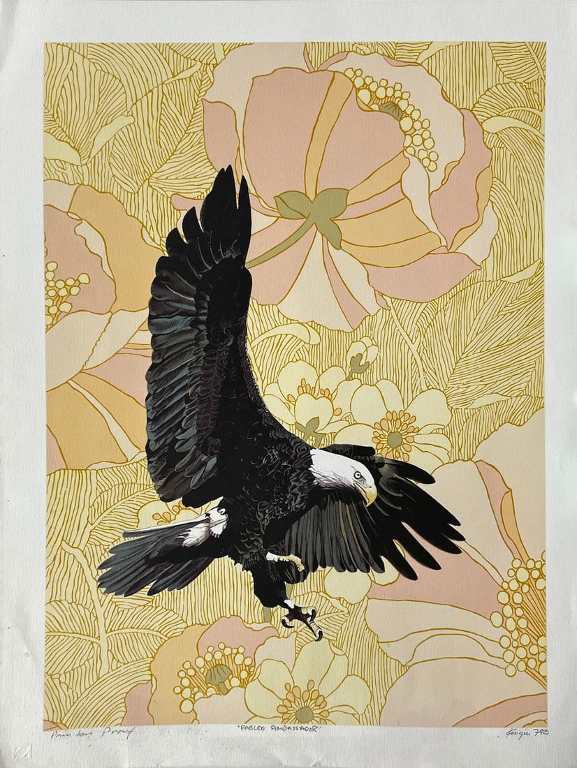 Michael Knigin - "Fabled Ambassador": Michael Knigin - "Fabled Ambassador". Lithograph. Hand/Pencil Signed. Printer's Proof. 21 x 27. There are scattered stains on the bottom of the print (see pics), otherwise it is in excellent condition