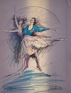 Ballet Dancers: "Ballet Dancers". 1990. Lithograph. Hand signed by the Artist. 22 x 29. Excellent condition