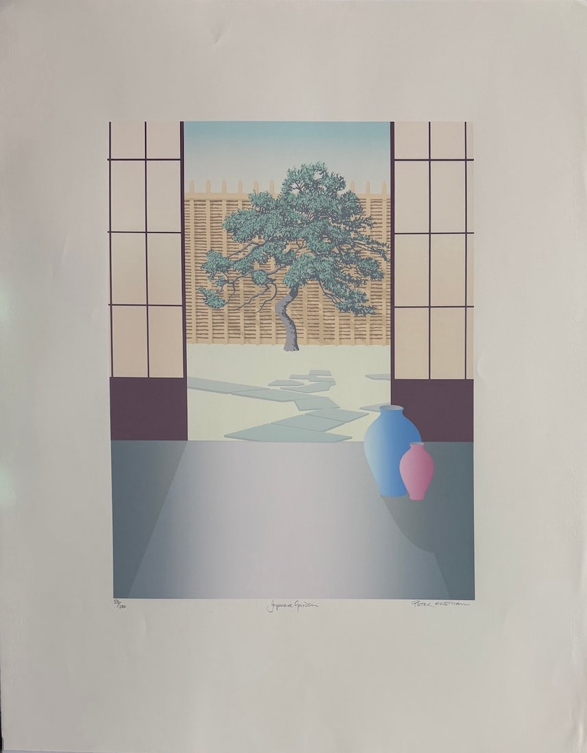 Peter Eastman - "Japanese Garden": Peter Eastman - "Japanese Garden". Pencil Signed Limited Edition Silkscreen. Numbered 86/100. Excellent condition. 27.5 x 34.5