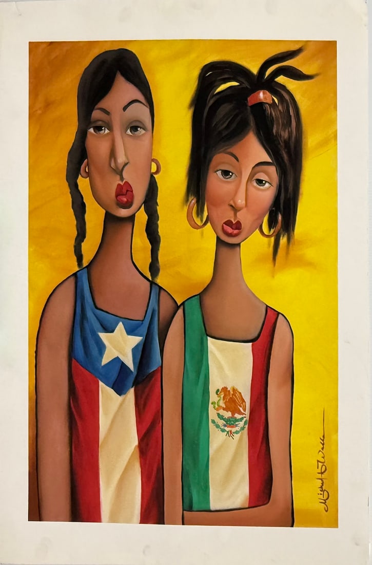 Michael Wallace - "Lo Siento": Michael Wallace - "Lo Siento". Reproduction Giclee. 24 x 36. There are scattered stains along the edges (can be trimmed off). Otherwise, very good condition