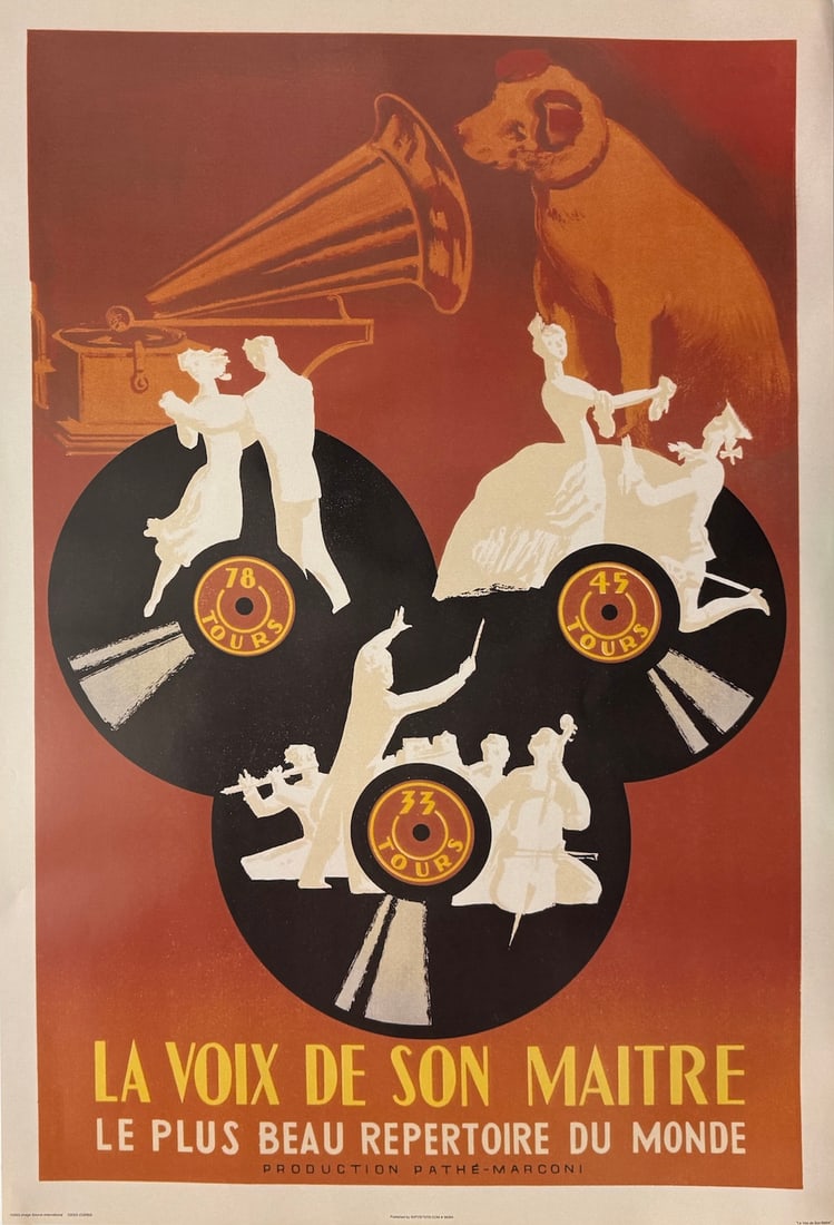"La Voix De Son Maitre" Vintage Advertising Poster (thin paper) (1 of 3)