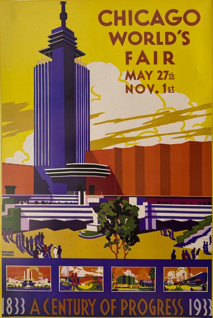 "Chicago World's Fair" Vintage Advertising Poster (1 of 3)