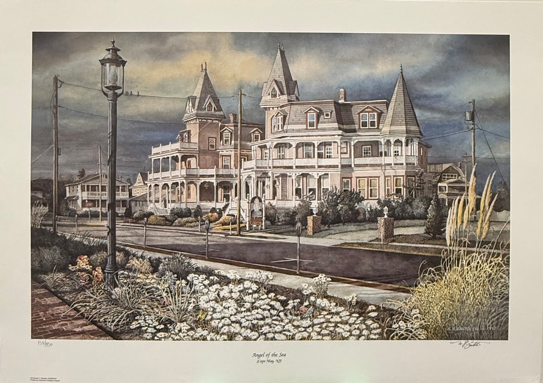 Nicholas P. Santoleri - "Angel of the Sea" (Cape May, NJ): Nicholas P. Santoleri - "Angel of the Sea" (Cape May, NJ). Hand-Signed Limited Edition Lithograph. Numbered 158/950. 32 x 23. Excellent condition