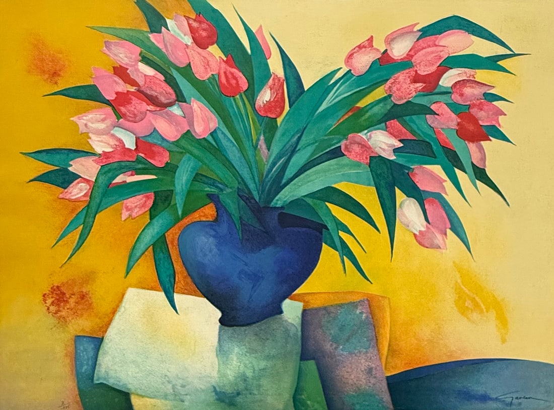 Claude Gaveau - "Bouquet in Blue Vase" (1 of 3)