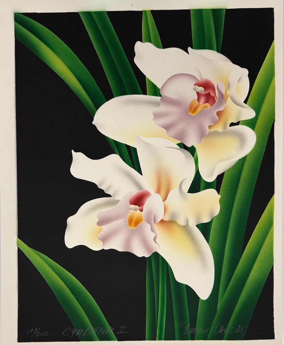 Brian Davis - "Cymbidium I": Brian Davis - "Cymbidium I". 1981. Limited Edition Airbrush Print. Hand Signed and Numbered by the Artist. 22 x 30. Excellent condition
