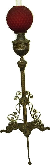 Victorian Brass Organ Lamp