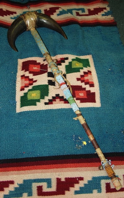 Sioux Indian Ghost Dancer Buffalo Horn Rattle - 2