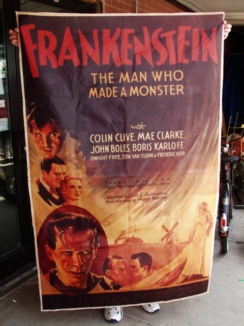 Frankenstein Movie Poster on Canvas over 5 ft tall