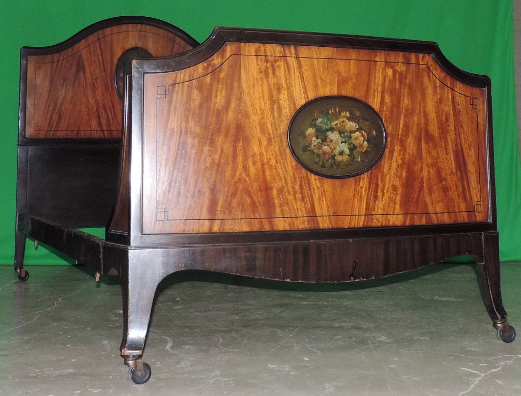 Single Bed Frames: Hand painted, matching antique single bed frames.