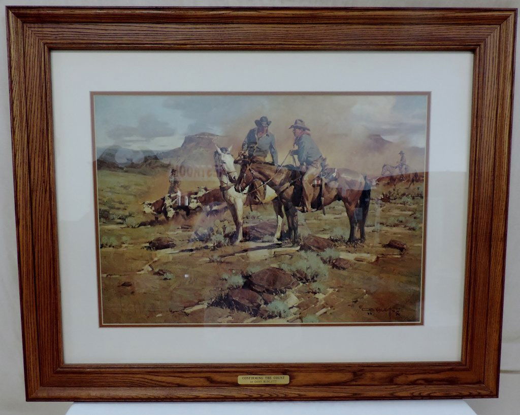 "Confirming the Count" Print: Framed print called "Confirming the Count" was done by the artist Gary Nibblett. This artwork is in great condition and can be hung.