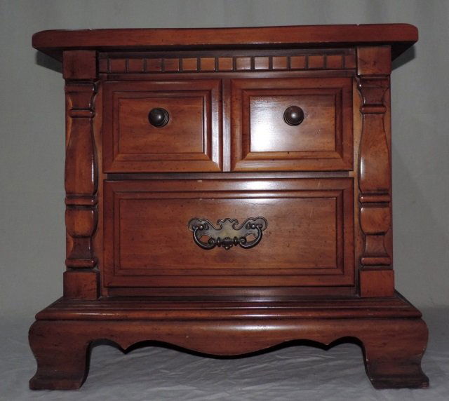 Nightstand: Two-drawer solid wood night stand made by Sumter Cabinet Company, a division of Korn Industries. Sumter, South Carolina. 16"lx 26"x24".