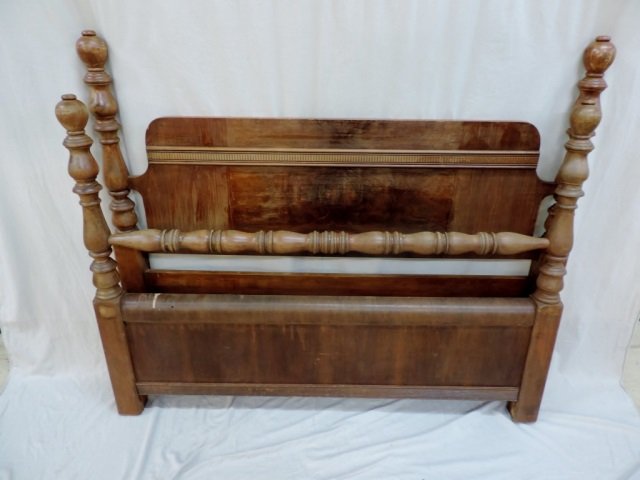 Double Size Headboard and Footboard: Vintage wooden bed frame.