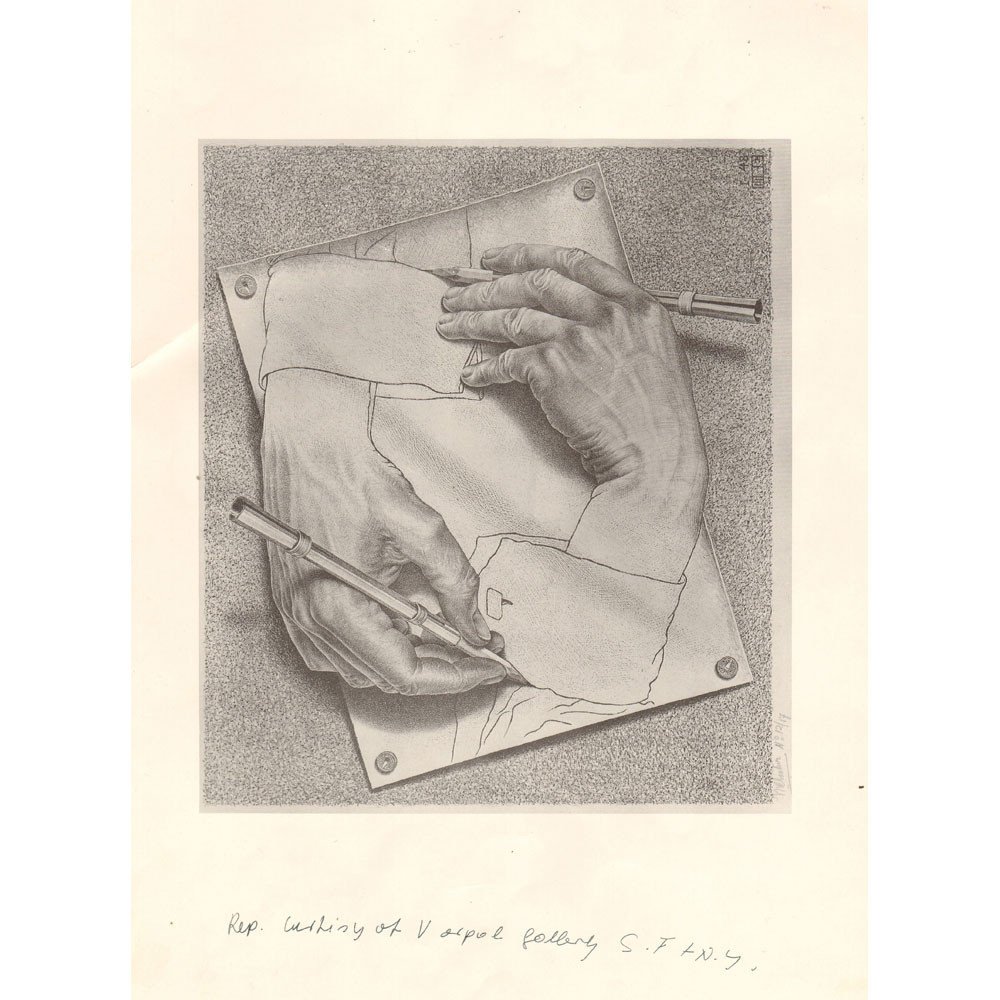 OMNI PRODUCTION ART PRINT M.C. ESCHER 1988-02: This is a print of original Omni production art that was photographed to appear in February 1988 edition. Measures 11 1/2 by 16 inches This original artwork is directly from the archives of OMNI Magaz
