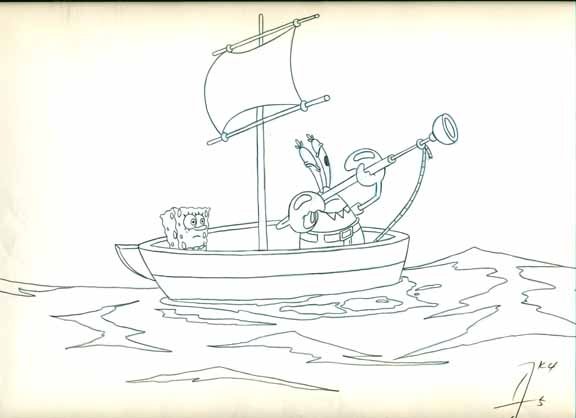 Production drawing SpongeBob from SLEEPY TIME: All the drawings are from the first and only year the drawings were hand done. After this date all SpongeBob drawings were done by computer. All our spongeBob production art comes with a Certificate o