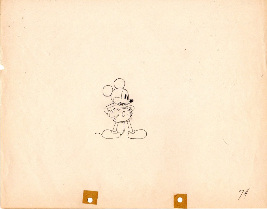 1933 original drawing Mickey Mouse RARE: This is an original production drawing from a 1933 Disney short called Mickey's Pal Pluto. One of the very early images of Mickey