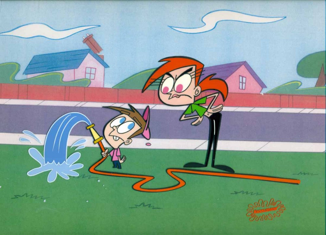 Nickelodeon Fairly Odd Parents Original Production Cel: This is an original production cel used in the production of the 2001 Nickelodeon Series, The Fairly Odd Parents. This is from the episode "Too Many Timmys" with our main character Timmy Turner and Vi