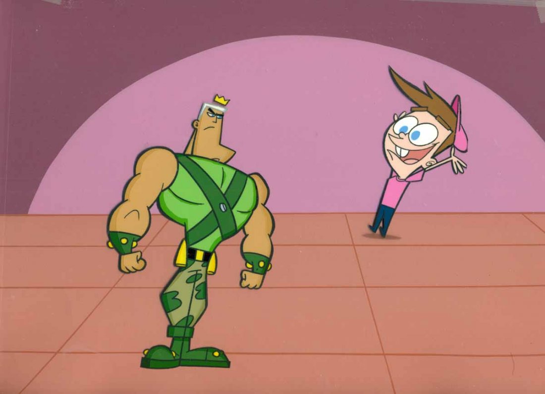 Nickelodeon's Fairly Odd Parents Orig. Prod. Cel & BG: WOW !!! This is an original production 2 cel set up PLUS AN ORIGINAL HAND PAINTED BACKGROUNDl used in the production of the 2001 Nickelodeon Series, The Fairly OddParents. This features our main chara