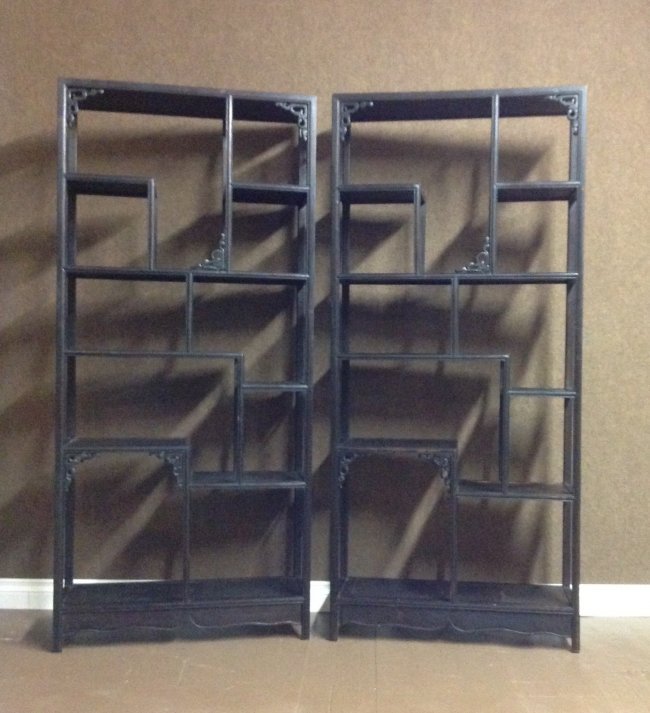 Pair of Chinese Carved Wood Bookshelf (1 of 4)