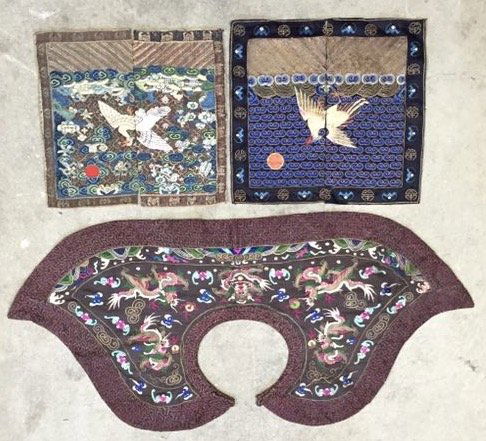 5 pieces Antique Chinese Embroidered Silk Panel (1 of 5)