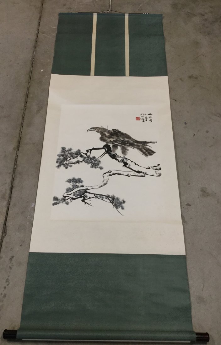 Chinese Flower and Bird Painting Scroll (1 of 3)